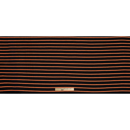 Black and Neon Orange Striped Hacci Baby Knit Folded