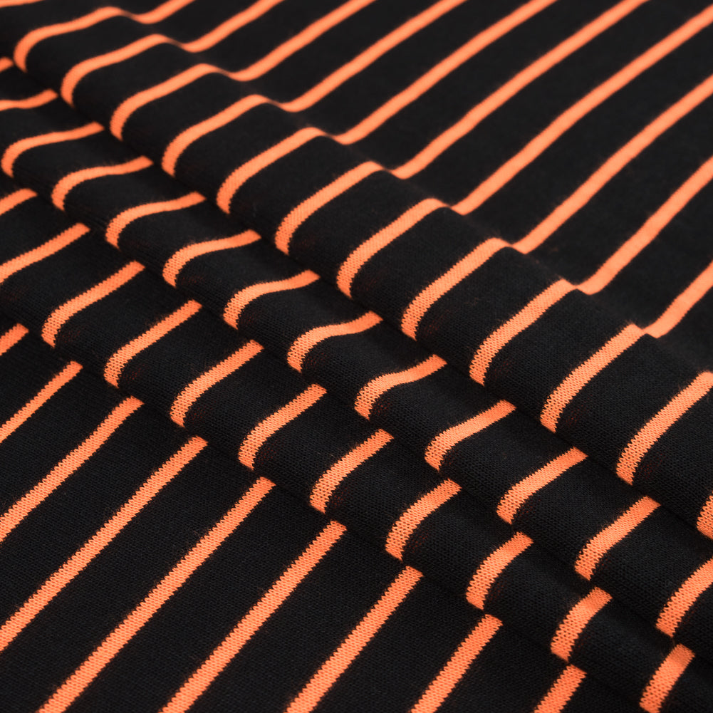 Black and Neon Orange Striped Hacci Baby Knit Detail