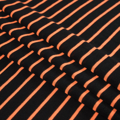 Black and Neon Orange Striped Hacci Baby Knit Detail