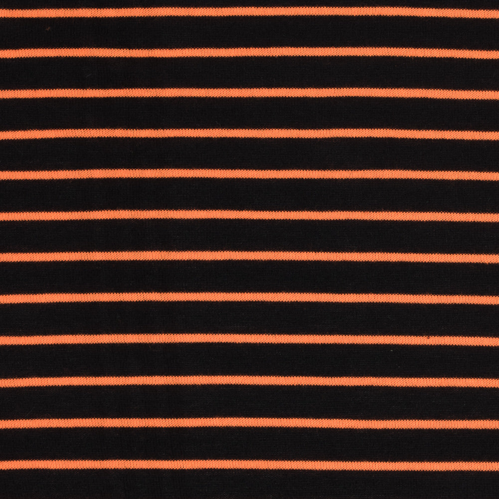 Black and Neon Orange Striped Hacci Baby Knit