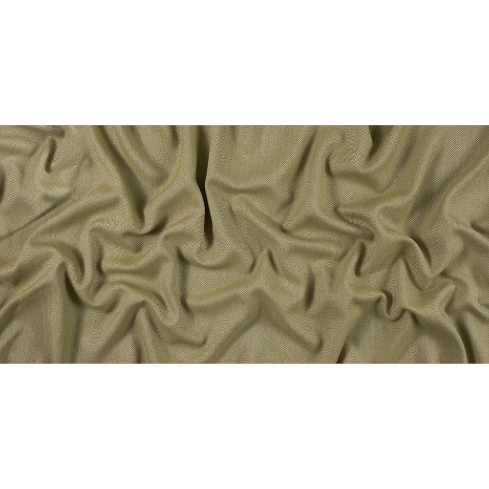 Golden Olive and White Herringbone Polyester Suiting - Full