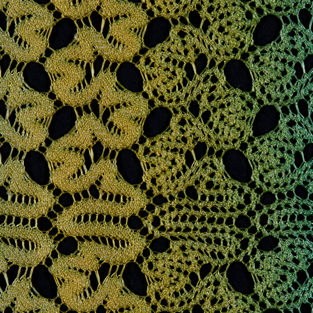 Raschel Lace - Ceramic Blue and Charteuse Ombre Detail