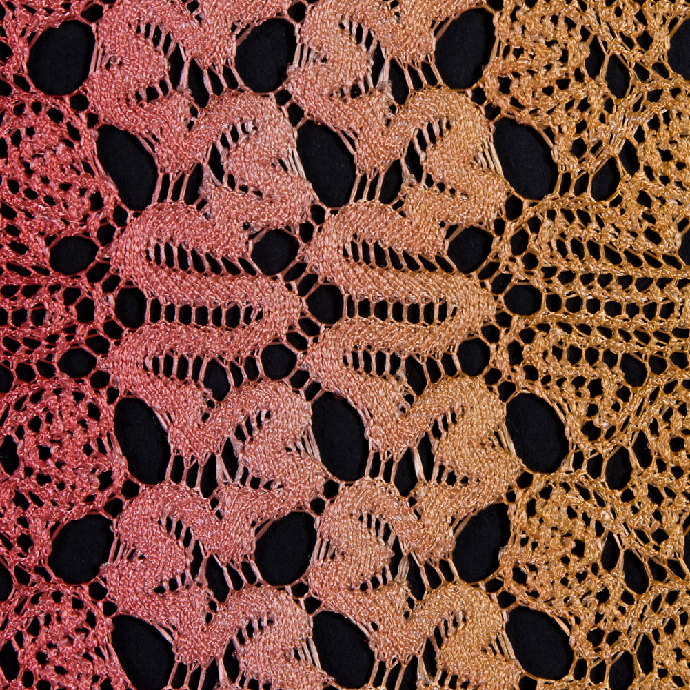 Hot Coral and Pale Marigold Ombre Raschel Lace - Detail