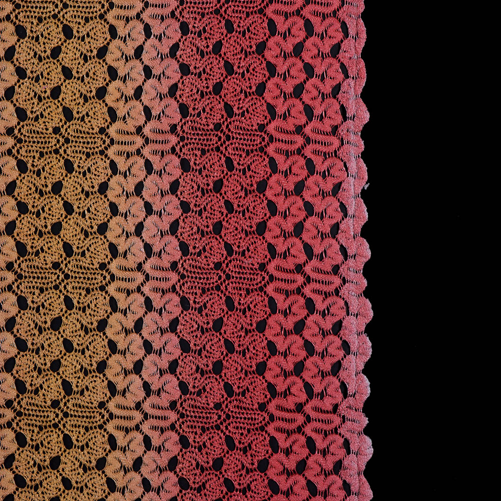 Hot Coral and Pale Marigold Ombre Raschel Lace