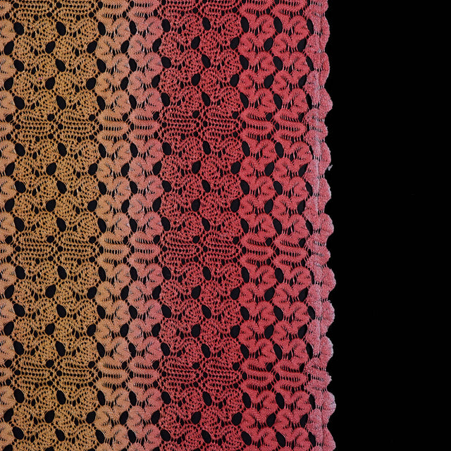 Hot Coral and Pale Marigold Ombre Raschel Lace