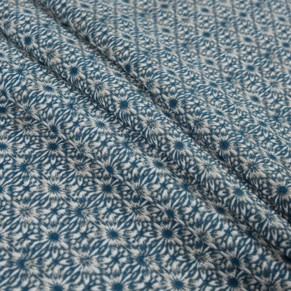 Blue Coral and Oxford Tan Diamond Printed Polyester Crepe Folded