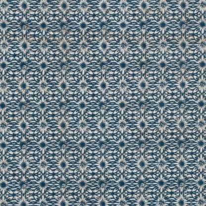 Blue Coral and Oxford Tan Diamond Printed Polyester Crepe