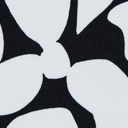 Black and White Floral Printed Polyester Jersey - Detail