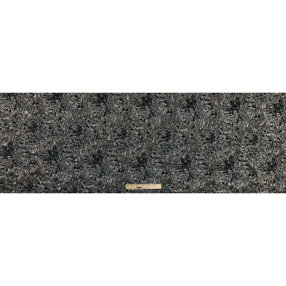 Metallic Nude and Black Abstract Brocade - Folded