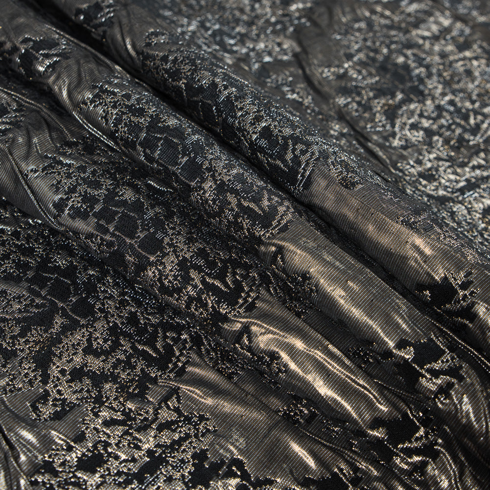 Metallic Nude and Black Abstract Brocade - Detail