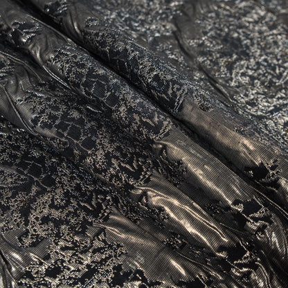 Metallic Nude and Black Abstract Brocade - Detail