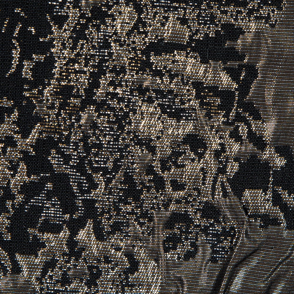 Metallic Nude and Black Abstract Brocade - Full