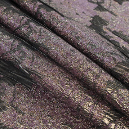 Metallic Pink, Nude and Black Abstract Brocade - Detail