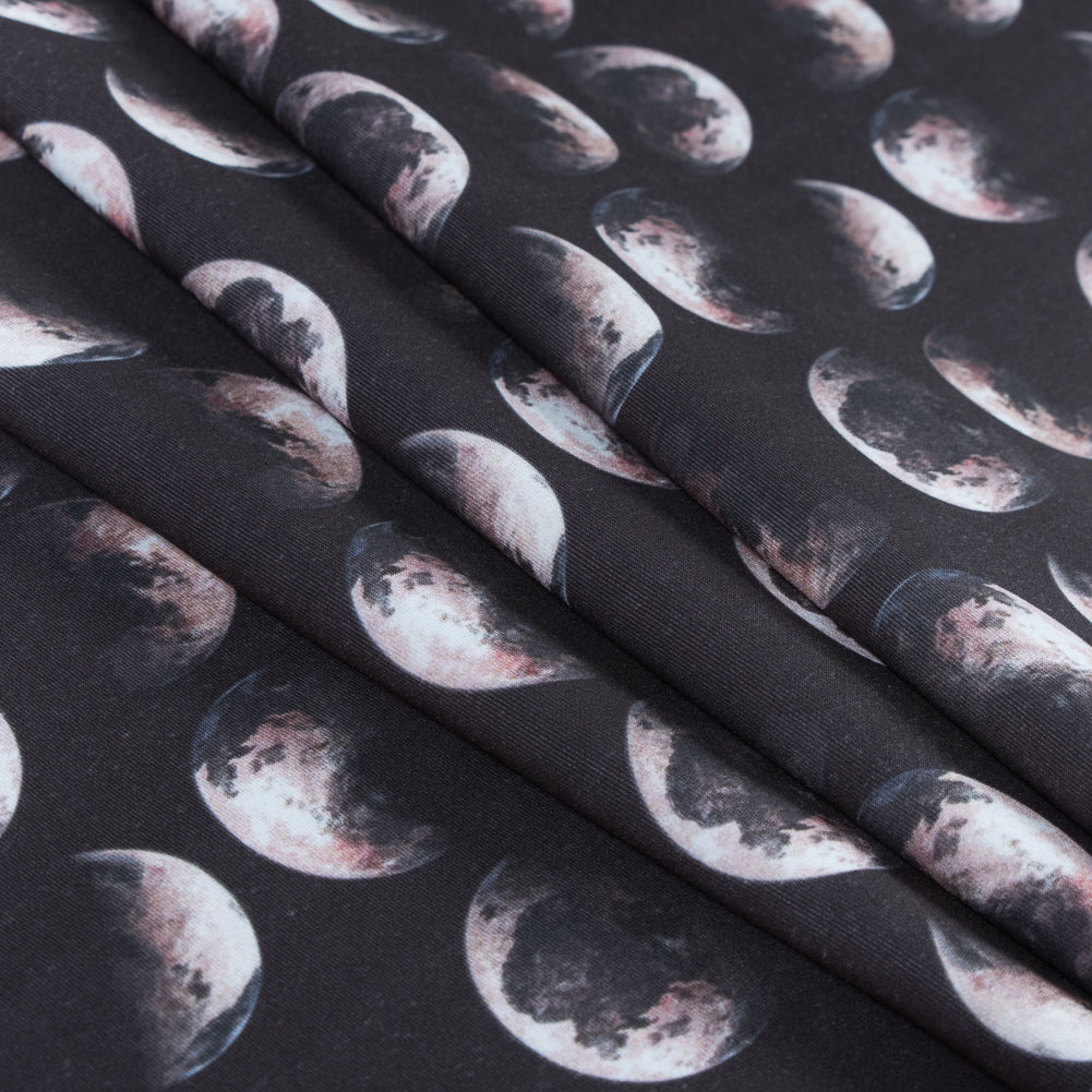 Moons Digitally Printed on a Stretch Neoprene/Scuba Knit - Folded