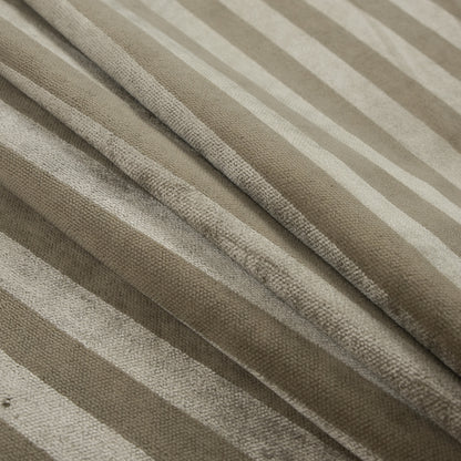 Golden Beige Awning Striped Cotton Upholstery Velveteen Folded