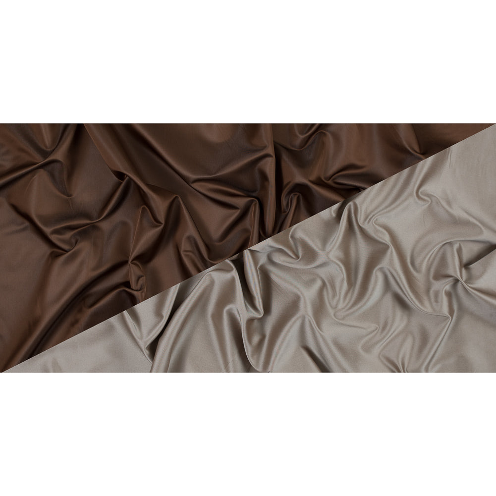 Brown and Beige Reversible Satin-Faced Polyester Twill Full