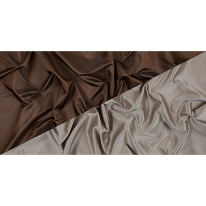 Brown and Beige Reversible Satin-Faced Polyester Twill Full