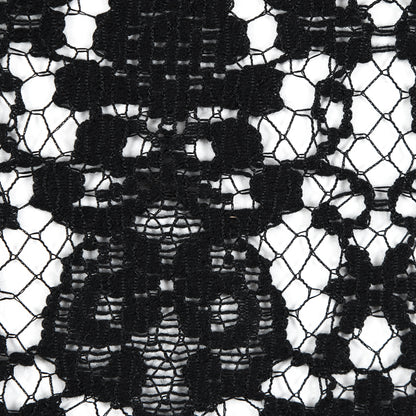 Black Floral Cotton and Polyester Lace - Detail