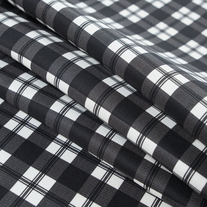 Ralph Lauren Black and White Tartan Plaid Rayon and Silk Twill - Folded