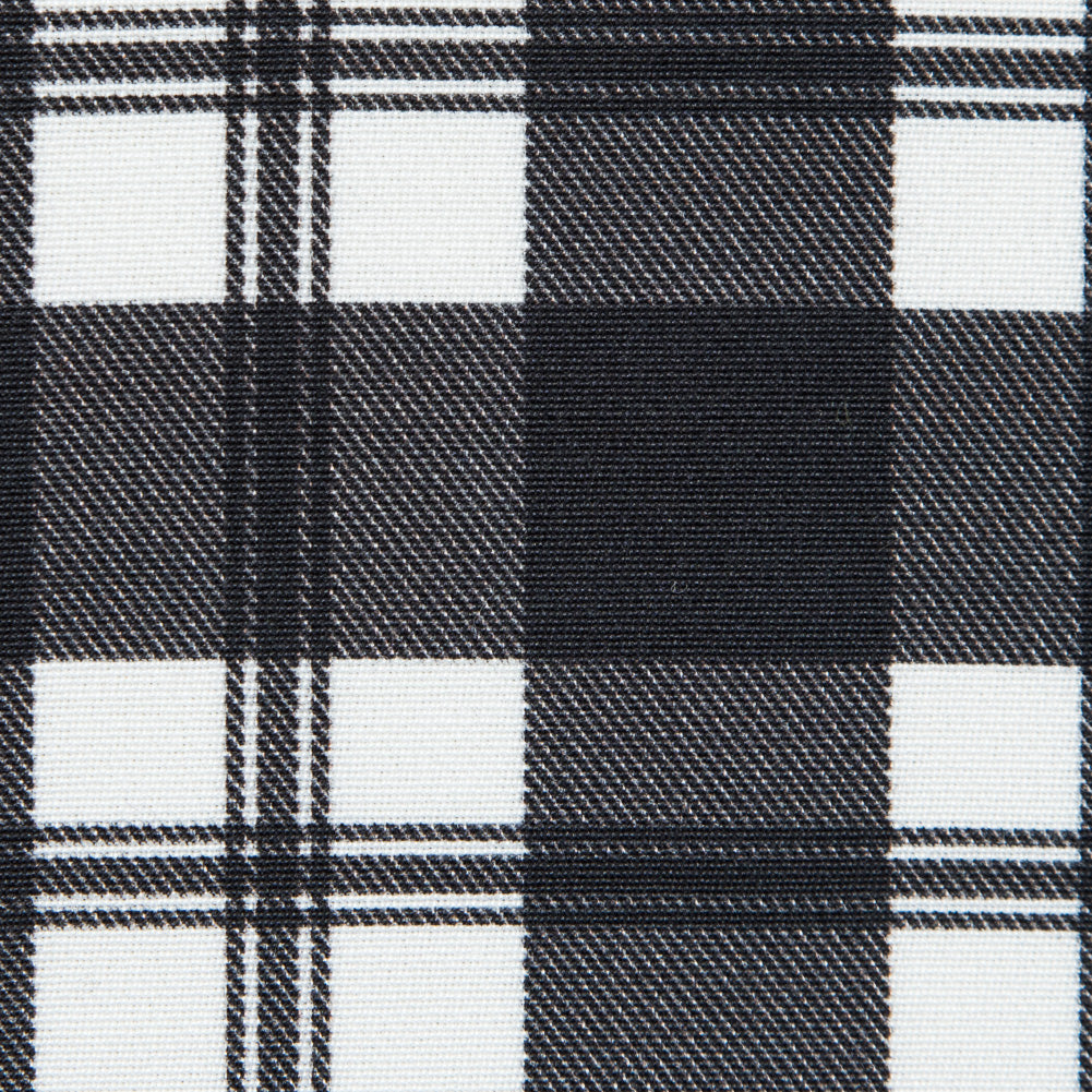 Ralph Lauren Black and White Tartan Plaid Rayon and Silk Twill - Detail