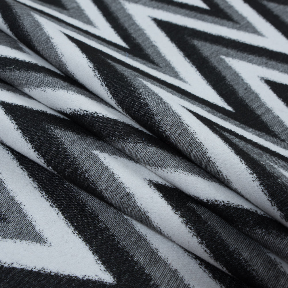 Italian Black, Gray and White Zig Zag Brushed Woven - Folded