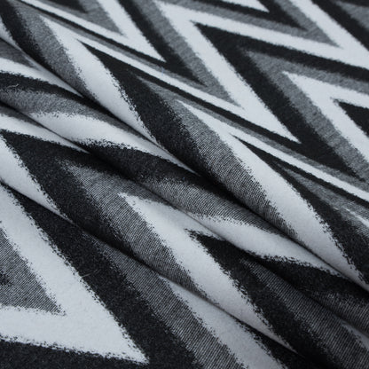 Italian Black, Gray and White Zig Zag Brushed Woven - Folded