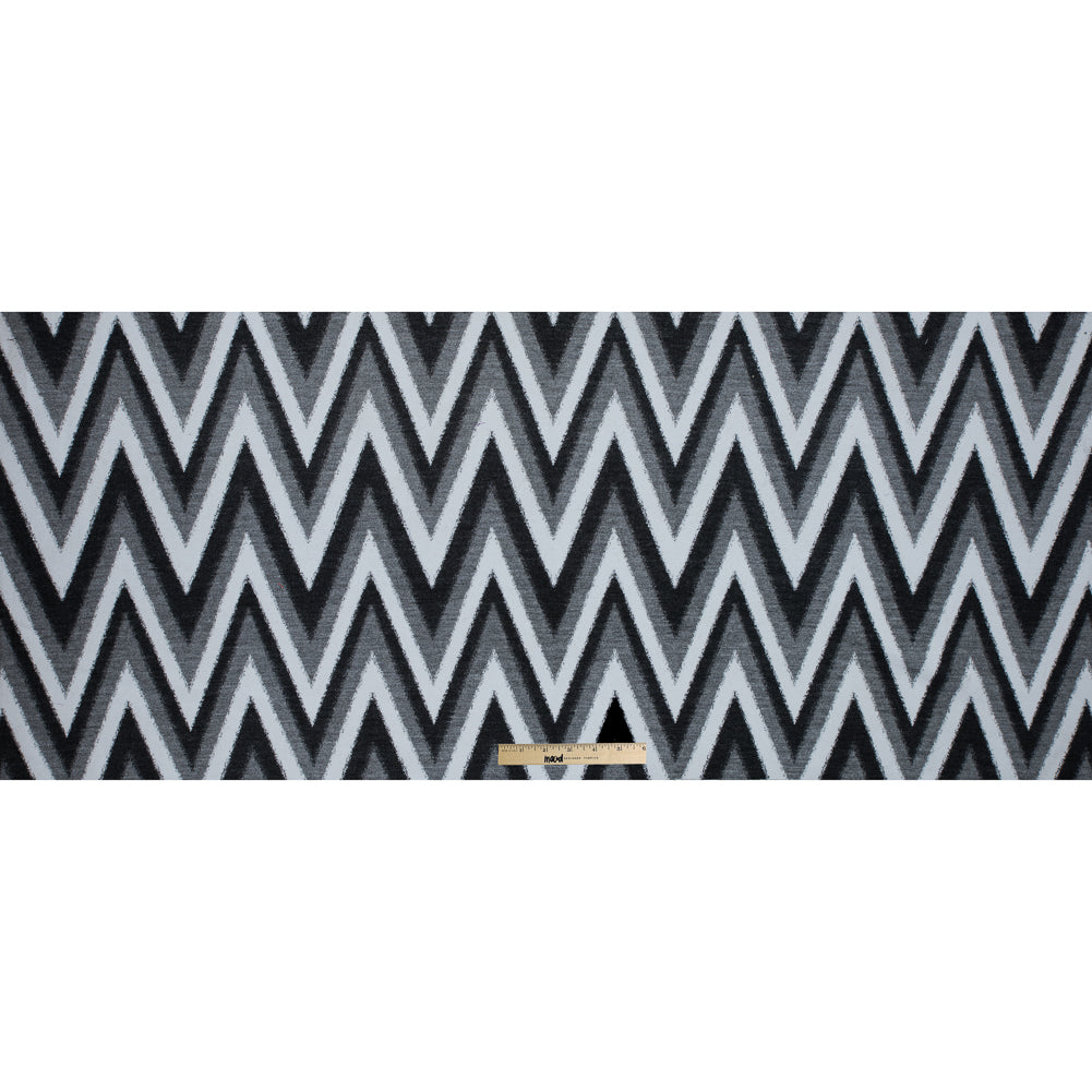 Italian Black, Gray and White Zig Zag Brushed Woven - Full
