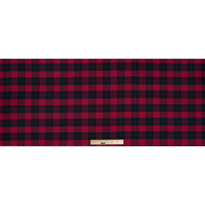 Lollipop and Black Tartan Plaid Cotton Flannel - Folded