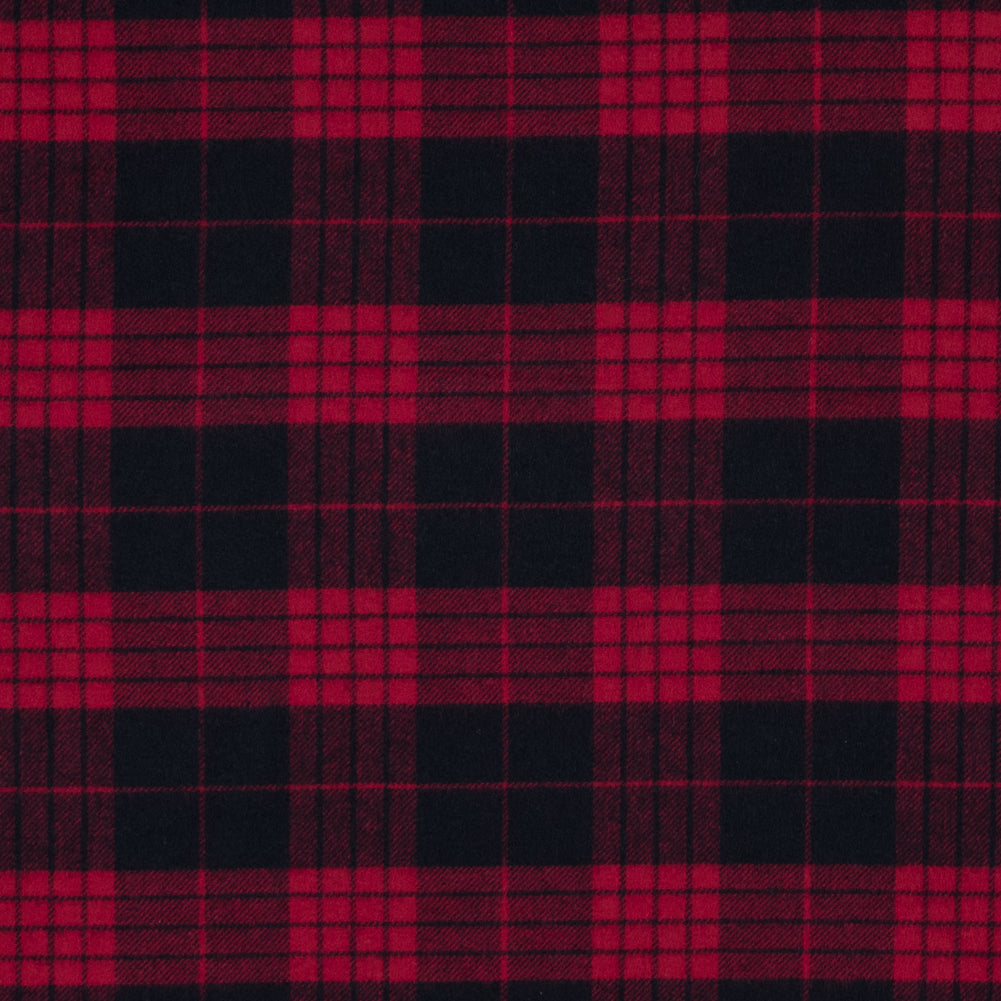 Lollipop and Black Tartan Plaid Cotton Flannel