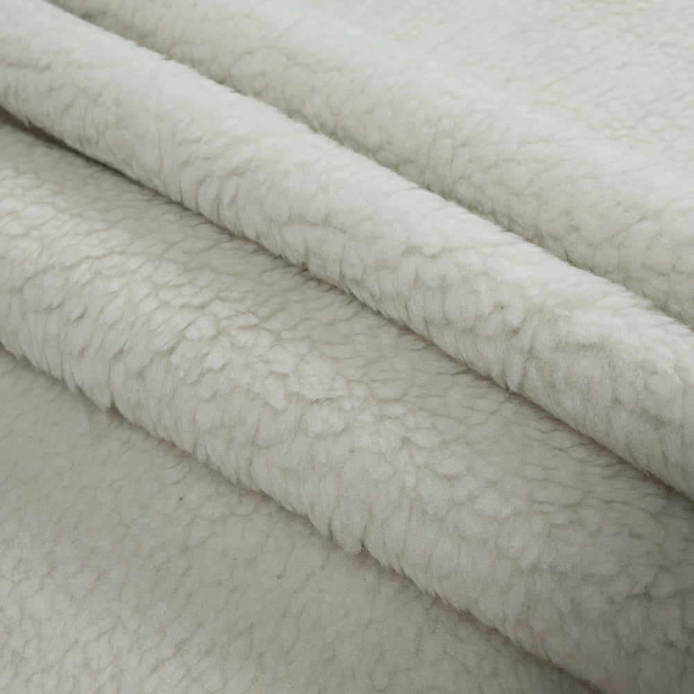 White Faux Shearling with Black Felted Wool Backing - Folded