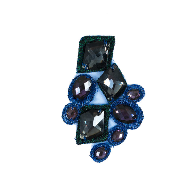 Green & Blue Beaded Applique - 4" x 2.5"