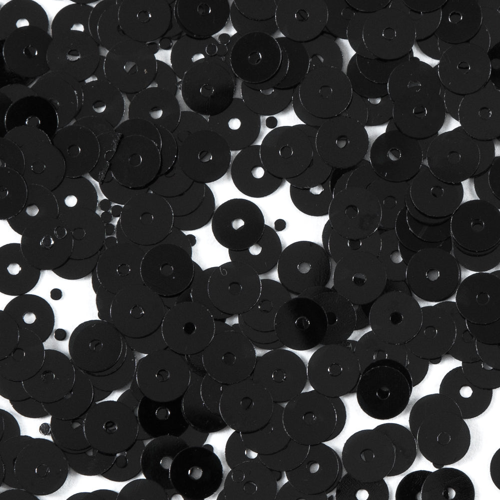 Bag of Black Transparent Bright Loose Sequins - 5mm - Detail