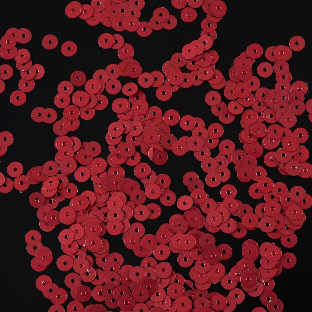 Bag of Red Dull-Bright Loose Sequins - 5mm