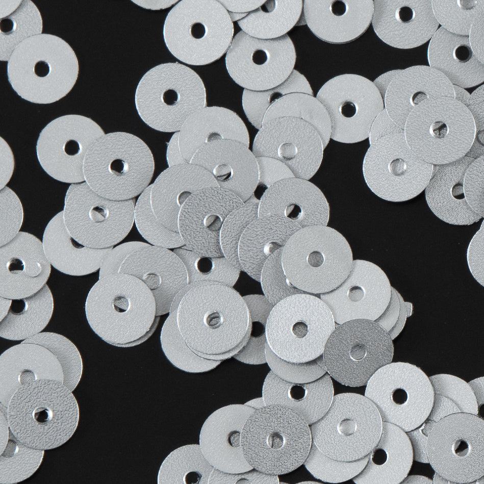 Bag of Silver Dull-Bright Loose Sequins - 5mm - Detail