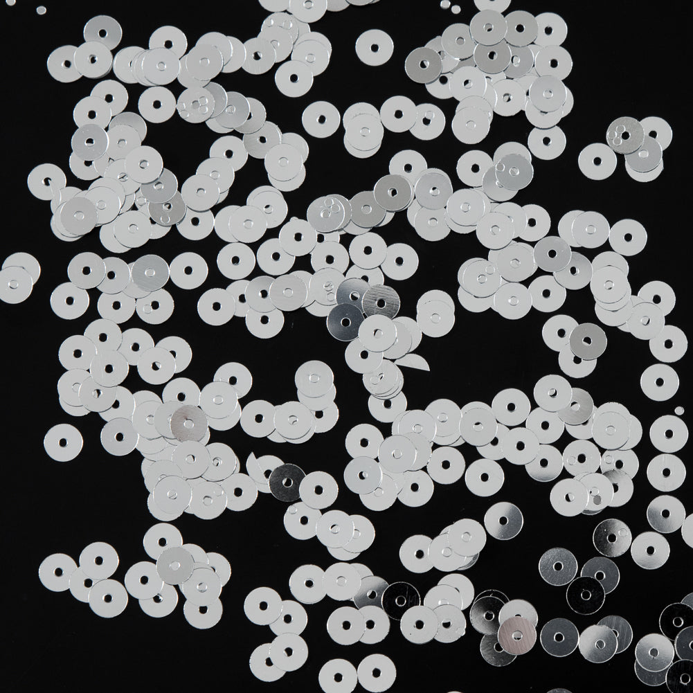 Bag of Silver Color Loose Sequins with Silver Back - 5mm