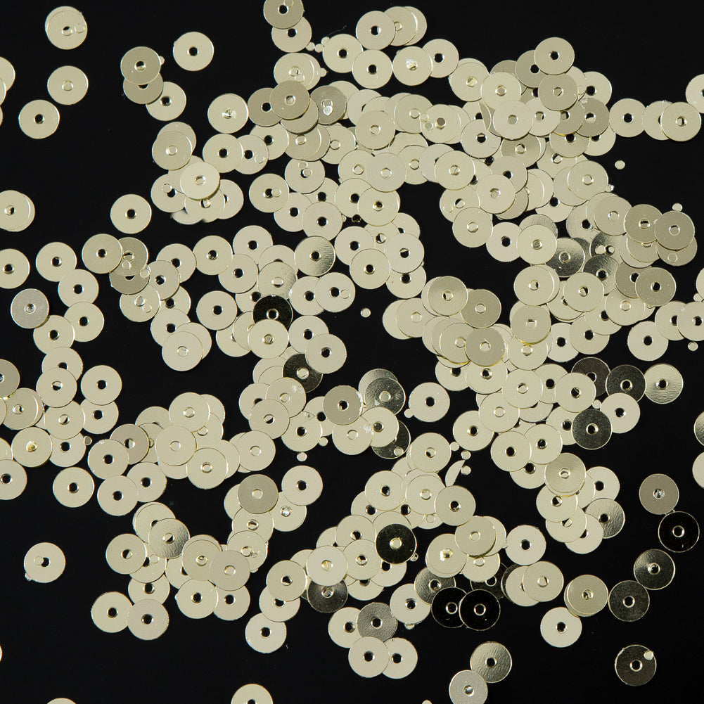 Bag of Old Gold Color Loose Sequins with Silver Back - 5mm