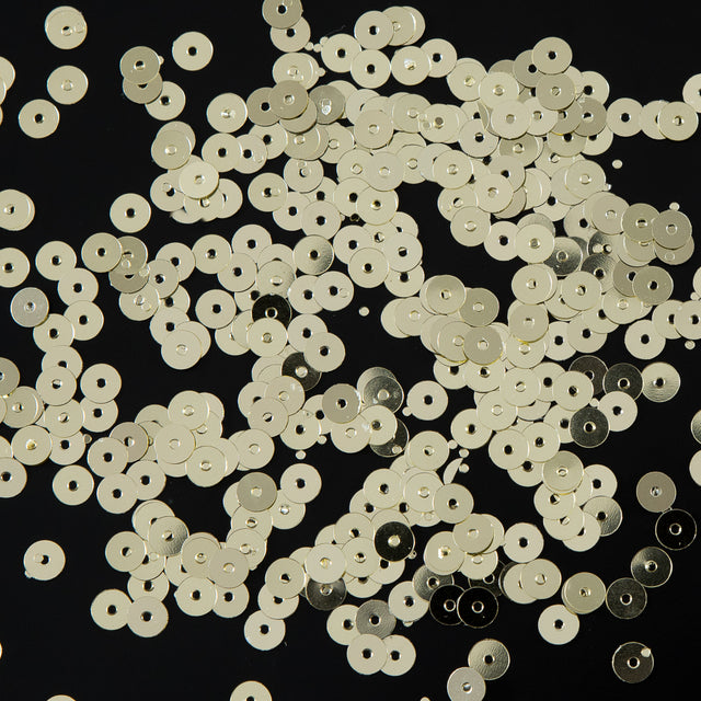 Bag of Old Gold Color Loose Sequins with Silver Back - 5mm