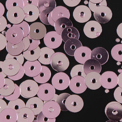 Bag of Pink Color Loose Sequins with Silver Back - 5mm - Detail
