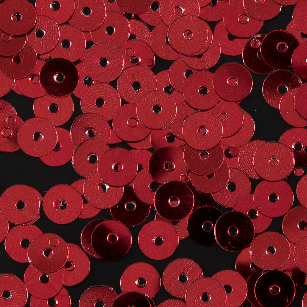Bag of Red Color Loose Sequins with Silver Back - 5mm Detail