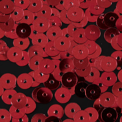 Bag of Red Color Loose Sequins with Silver Back - 5mm Detail