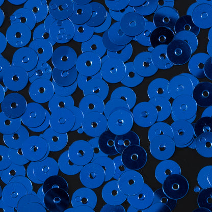 Bag of Blue Color Loose Sequins with Silver Back - 5mm - Detail