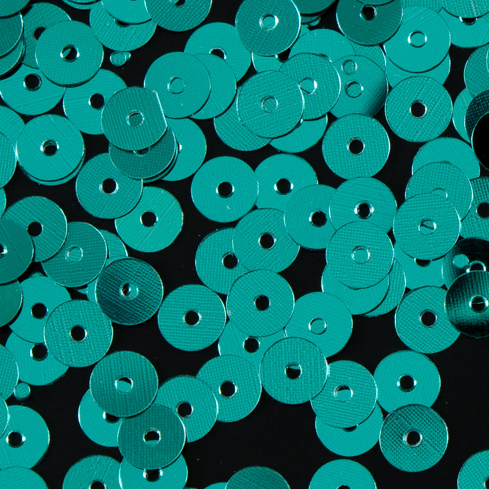 Bag of Teal Color Loose Sequins with Silver Back - 5mm Detail