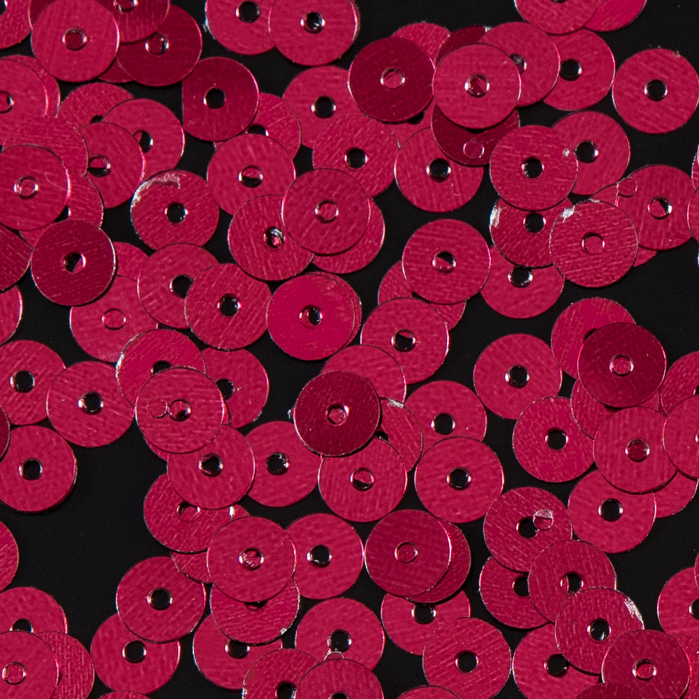 Bag of Ruby Color Loose Sequins with Silver Back - 5mm - Detail
