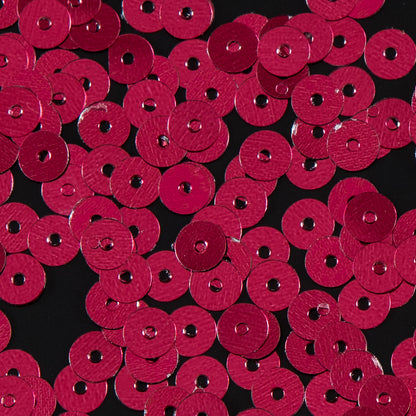 Bag of Ruby Color Loose Sequins with Silver Back - 5mm - Detail
