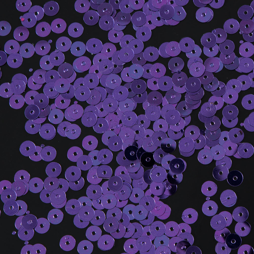 Bag of Purple Color Loose Sequins with Silver Back - 5mm