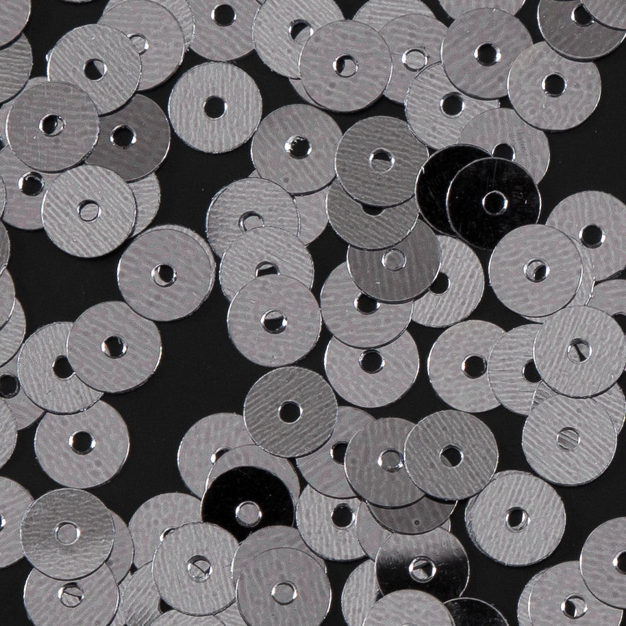 Bag of Old Silver Color Loose Sequins with Silver Back - 5mm Detail