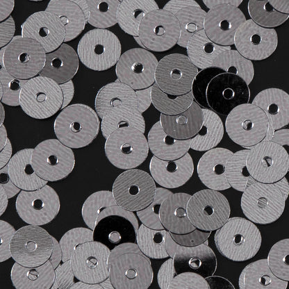 Bag of Old Silver Color Loose Sequins with Silver Back - 5mm Detail