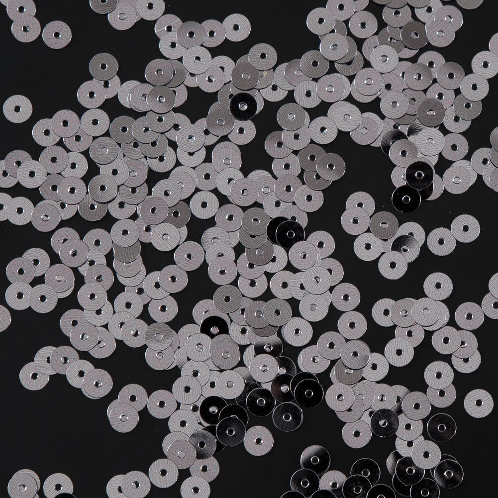 Bag of Old Silver Color Loose Sequins with Silver Back - 5mm