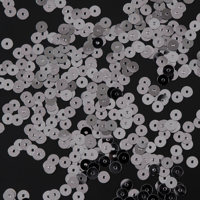 Bag of Old Silver Color Loose Sequins with Silver Back - 5mm