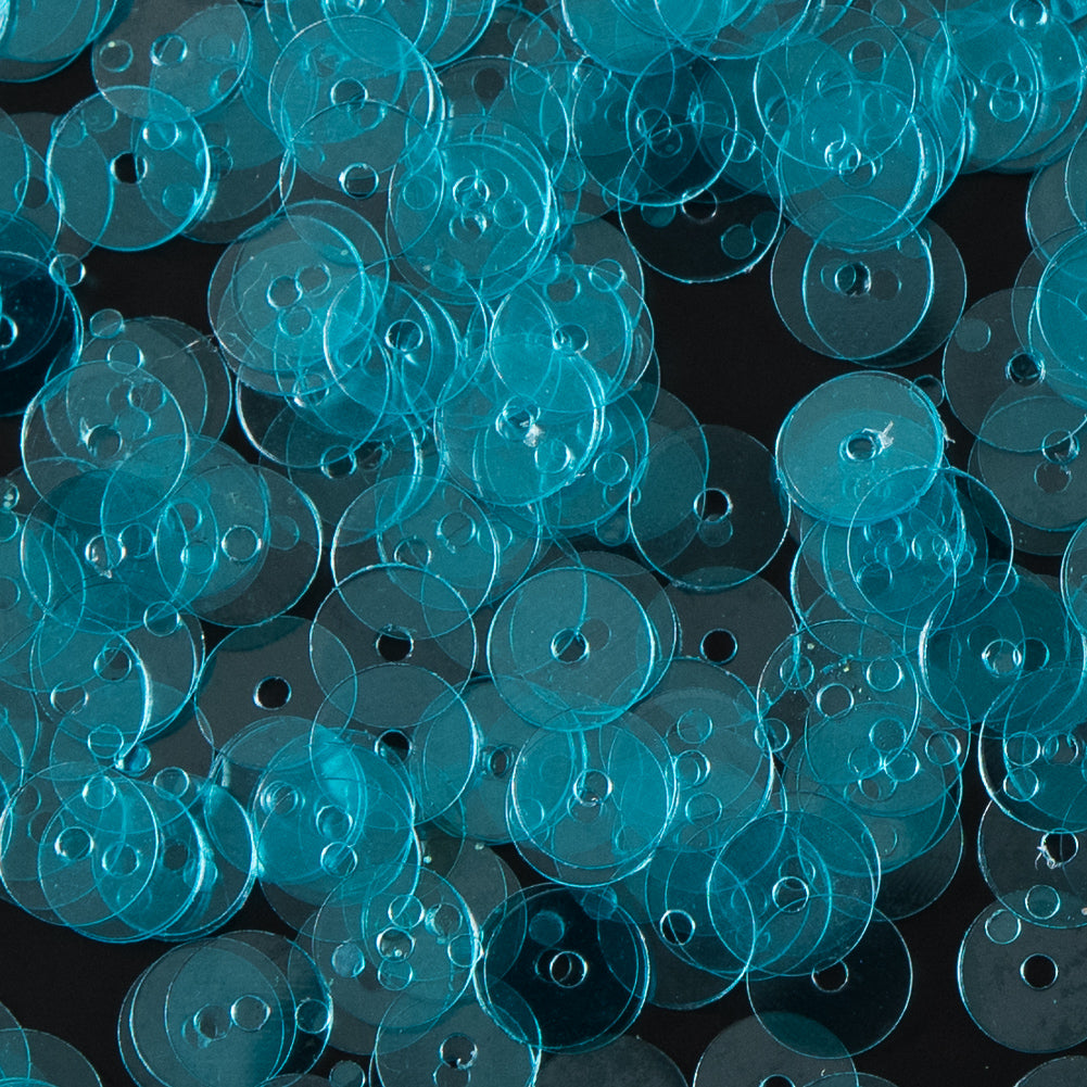 Bag of Turquoise Transparent Bright Loose Sequins - 6mm Detail